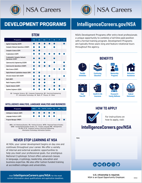 Learn about NSA's development programs